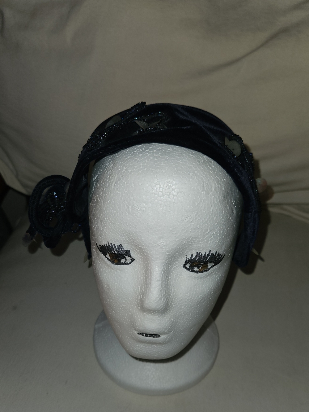 1950s Vintage Navy Blue Head Piece